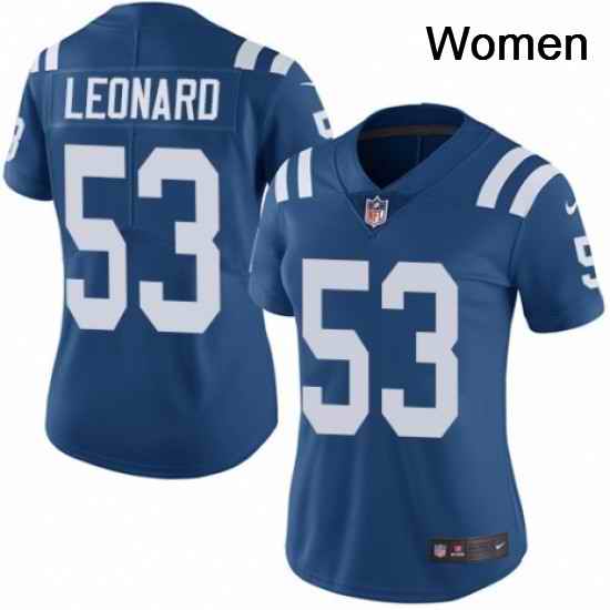 Womens Nike Indianapolis Colts 53 Darius Leonard Royal Blue Team Color Vapor Untouchable Elite Player NFL Jersey